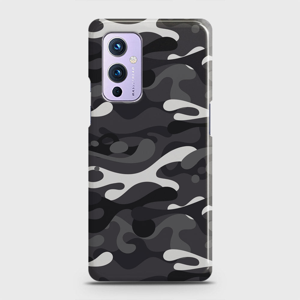 OnePlus 9  Cover - Camo Series - White & Grey Design - Matte Finish - Snap On Hard Case with LifeTime Colors Guarantee