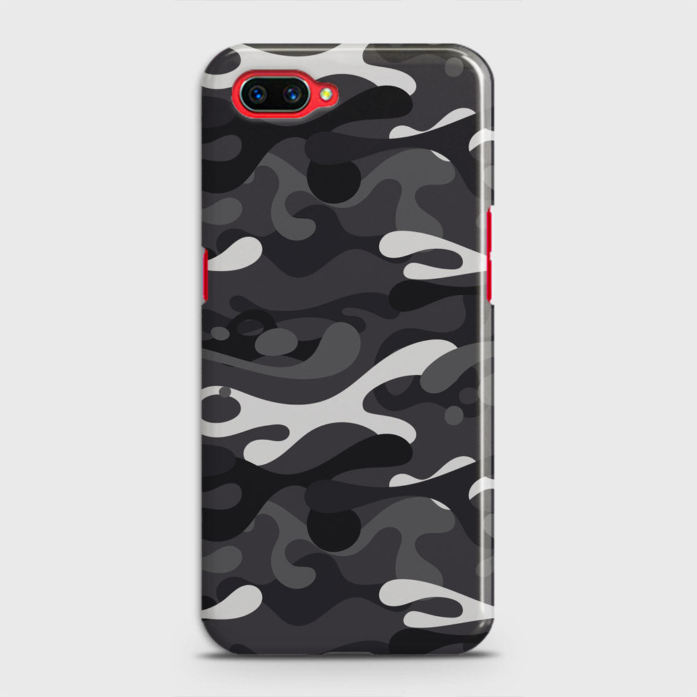 Oppo A3S Cover - Camo Series - White & Grey Design - Matte Finish - Snap On Hard Case with LifeTime Colors Guarantee