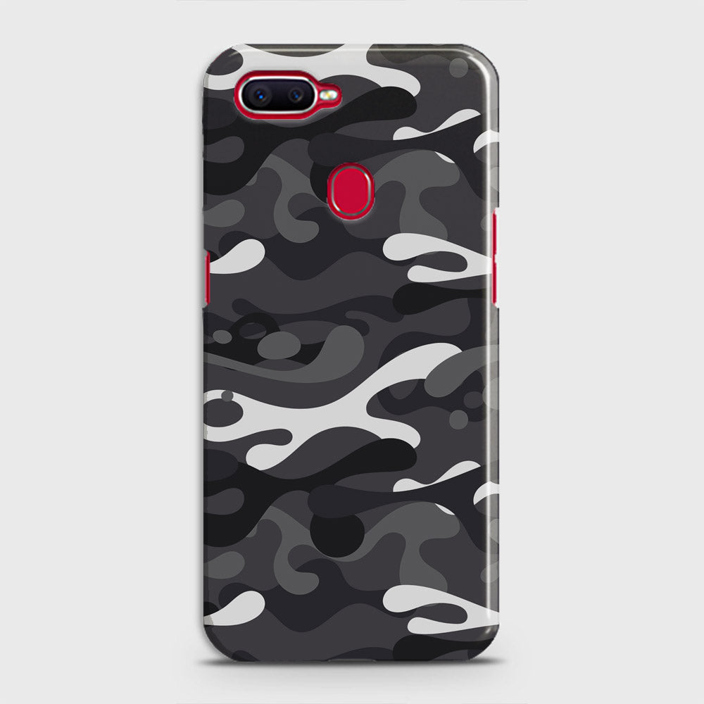 Oppo A7 Cover - Camo Series - White & Grey Design - Matte Finish - Snap On Hard Case with LifeTime Colors Guarantee