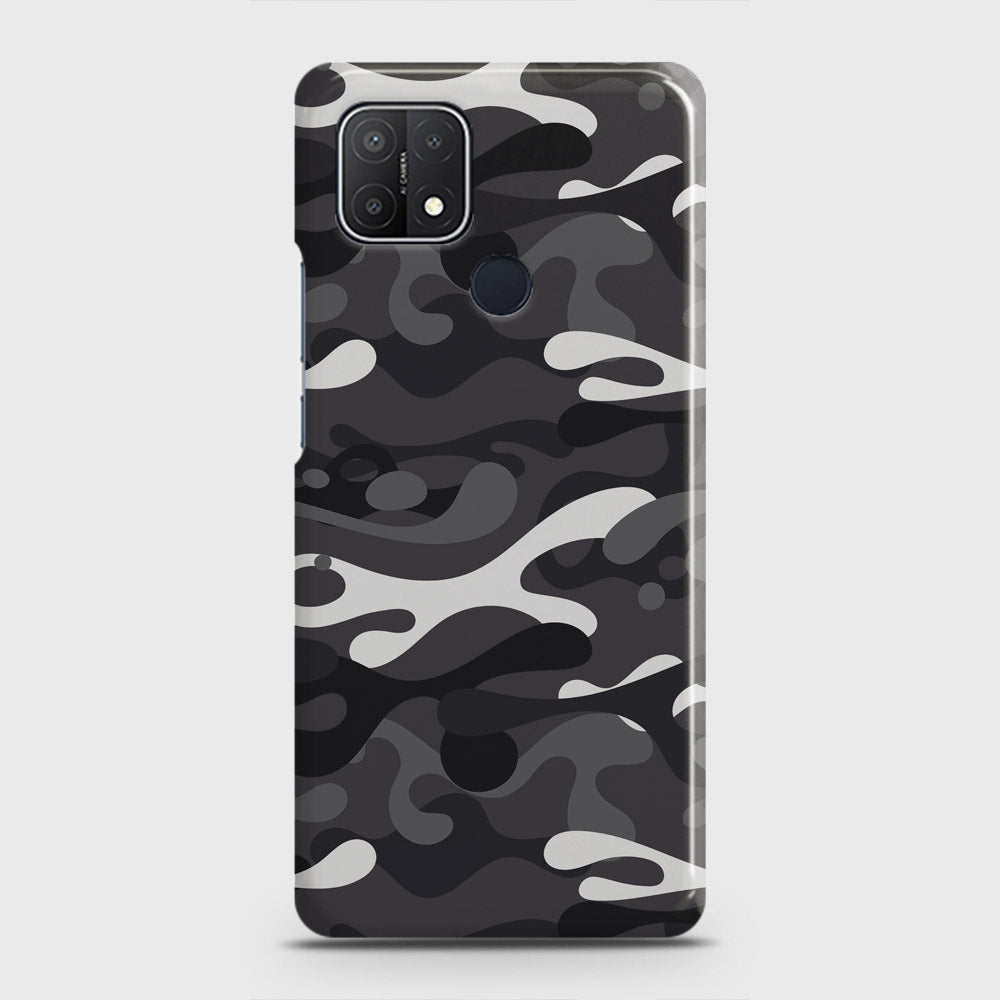 Oppo A15s Cover - Camo Series - White & Grey Design - Matte Finish - Snap On Hard Case with LifeTime Colors Guarantee