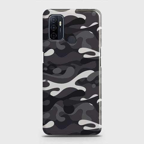 Oppo A53 Cover - Camo Series - White & Grey Design - Matte Finish - Snap On Hard Case with LifeTime Colors Guarantee
