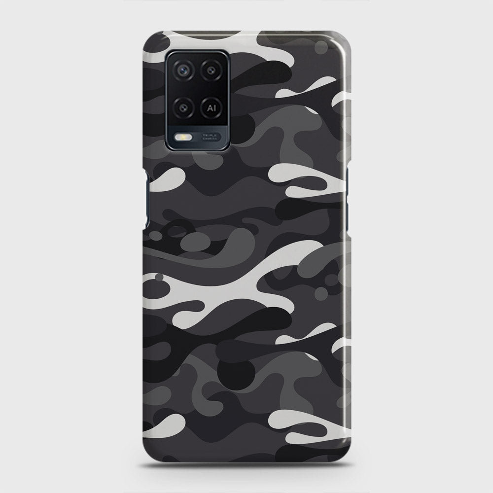 Oppo A54  Cover - Camo Series - White & Grey Design - Matte Finish - Snap On Hard Case with LifeTime Colors Guarantee