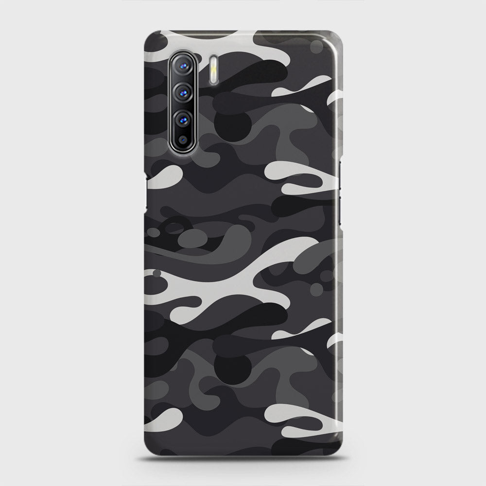 Oppo F15 Cover - Camo Series - White & Grey Design - Matte Finish - Snap On Hard Case with LifeTime Colors Guarantee