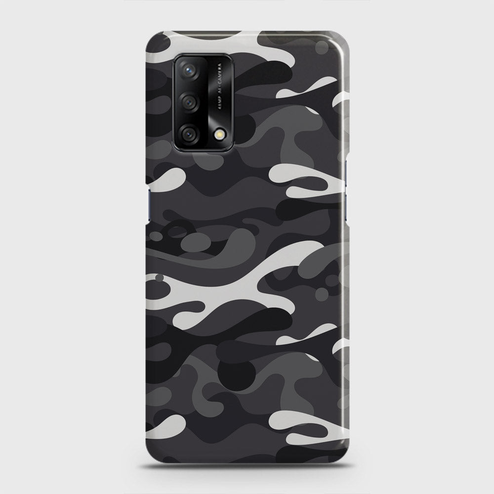 Oppo F19 Cover - Camo Series - White & Grey Design - Matte Finish - Snap On Hard Case with LifeTime Colors Guarantee