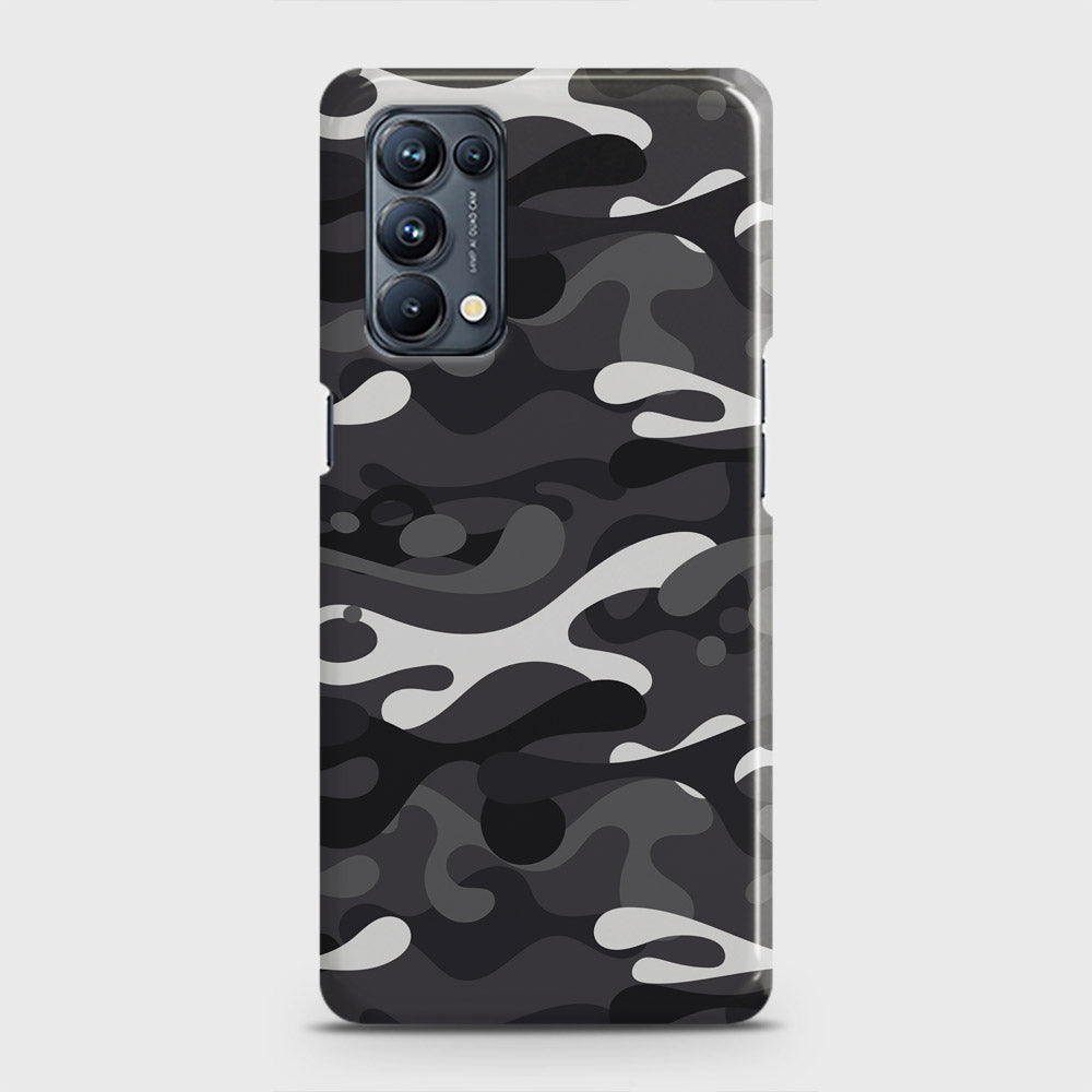 Oppo Reno 5 Pro 5G Cover - Camo Series - White & Grey Design - Matte Finish - Snap On Hard Case with LifeTime Colors Guarantee