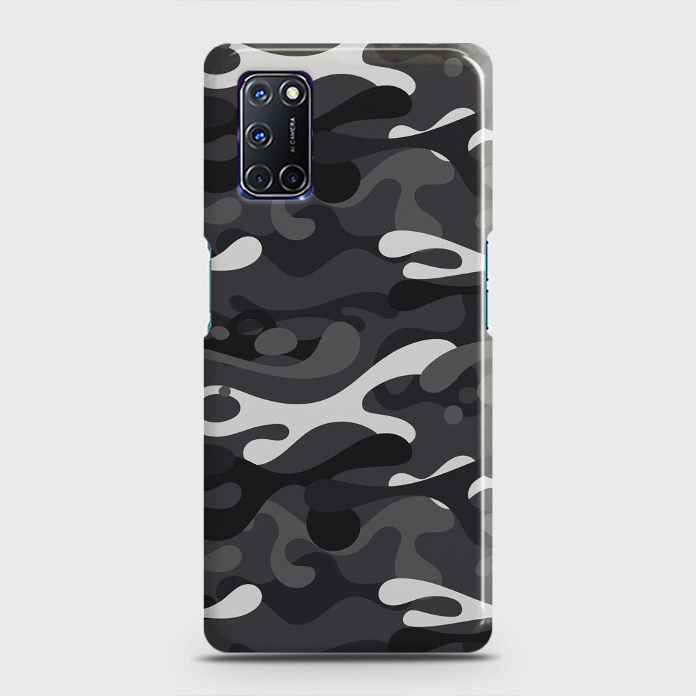 Oppo A52 Cover - Camo Series - White & Grey Design - Matte Finish - Snap On Hard Case with LifeTime Colors Guarantee