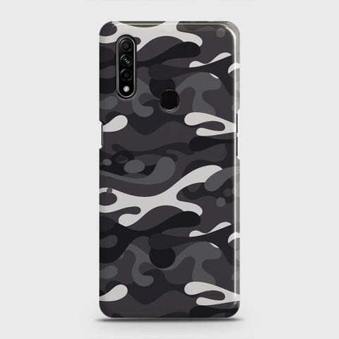 Oppo A8 Cover - Camo Series - White & Grey Design - Matte Finish - Snap On Hard Case with LifeTime Colors Guarantee