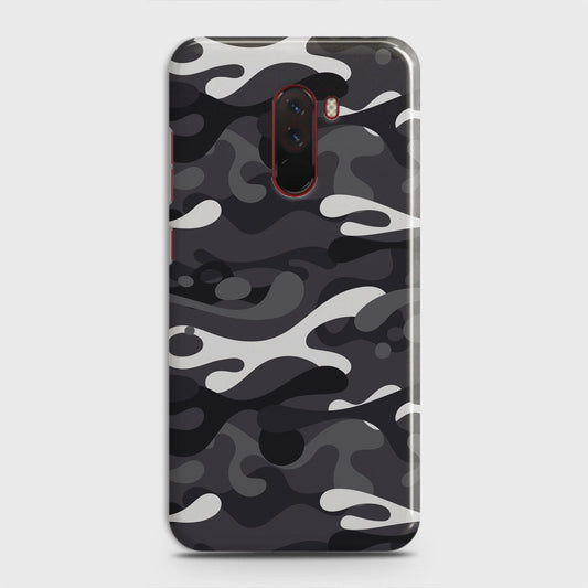 Xiaomi Pocophone F1  Cover - Camo Series - White & Grey Design - Matte Finish - Snap On Hard Case with LifeTime Colors Guarantee