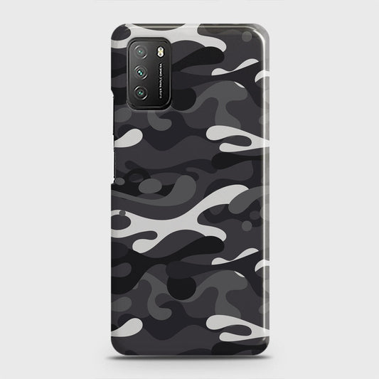 Xiaomi Poco M3 Cover - Camo Series - White & Grey Design - Matte Finish - Snap On Hard Case with LifeTime Colors Guarantee