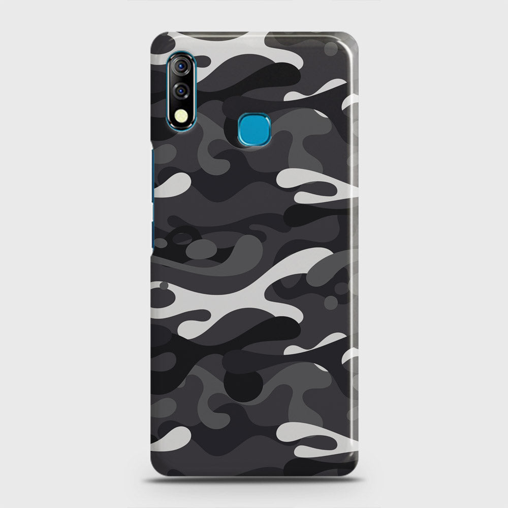 Infinix Hot 8 Lite Cover - Camo Series - White & Grey Design - Matte Finish - Snap On Hard Case with LifeTime Colors Guarantee