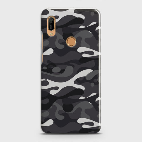 Huawei Y6 2019 Cover - Camo Series - White & Grey Design - Matte Finish - Snap On Hard Case with LifeTime Colors Guarantee
