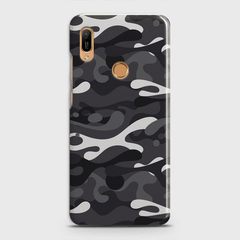 Huawei Y6 Prime 2019 Cover - Camo Series - White & Grey Design - Matte Finish - Snap On Hard Case with LifeTime Colors Guarantee