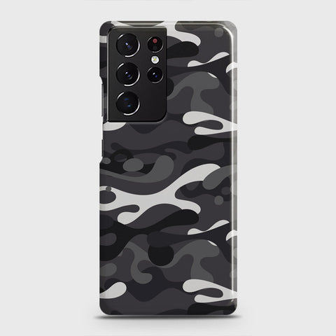 Samsung Galaxy S21 Ultra 5G Cover - Camo Series - White & Grey Design - Matte Finish - Snap On Hard Case with LifeTime Colors Guarantee