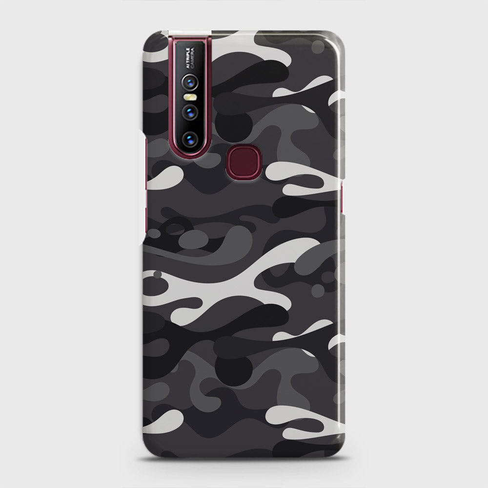 Vivo V15 Cover - Camo Series - White & Grey Design - Matte Finish - Snap On Hard Case with LifeTime Colors Guarantee