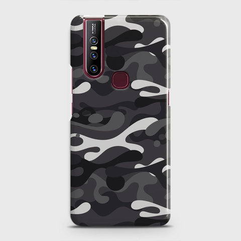 Vivo V15 Cover - Camo Series - White & Grey Design - Matte Finish - Snap On Hard Case with LifeTime Colors Guarantee