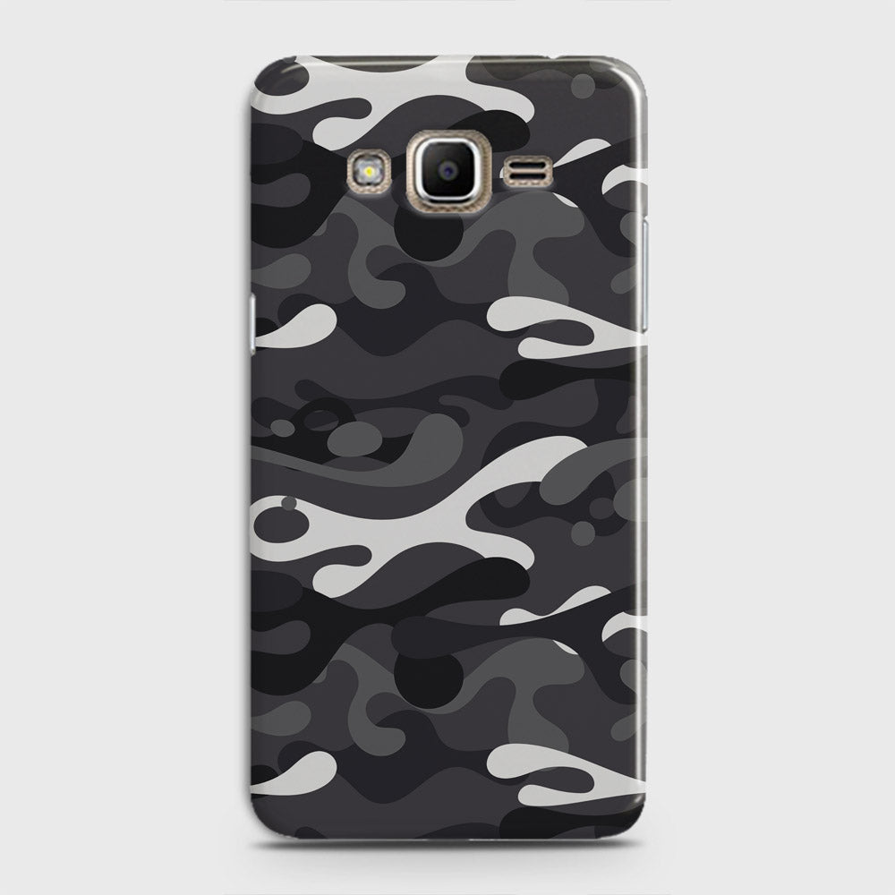 Samsung Galaxy J7 2015 Cover - Camo Series - White & Grey Design - Matte Finish - Snap On Hard Case with LifeTime Colors Guarantee