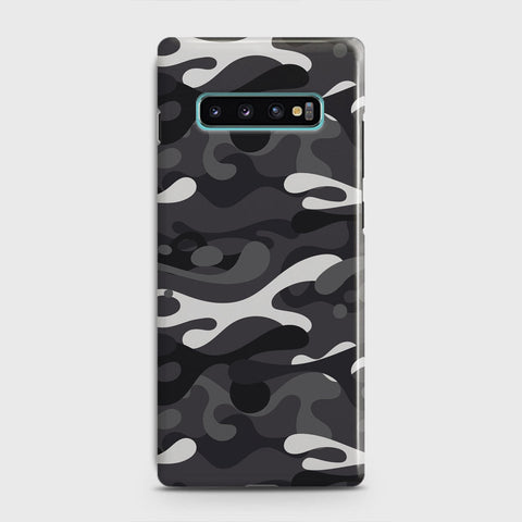 Samsung Galaxy S10 Plus Cover - Camo Series - White & Grey Design - Matte Finish - Snap On Hard Case with LifeTime Colors Guarantee
