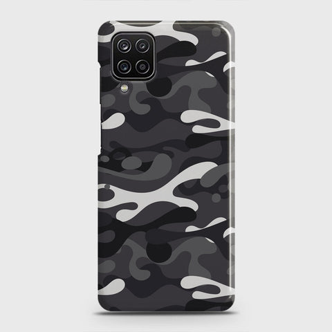 Samsung Galaxy A12 Cover - Camo Series - White & Grey Design - Matte Finish - Snap On Hard Case with LifeTime Colors Guarantee