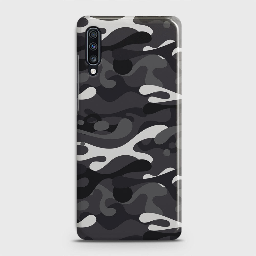 Samsung Galaxy A70 Cover - Camo Series - White & Grey Design - Matte Finish - Snap On Hard Case with LifeTime Colors Guarantee