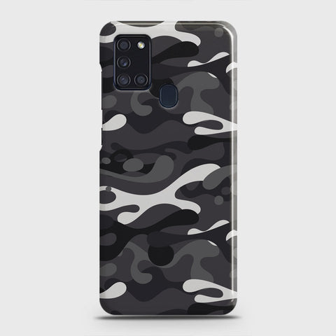 Samsung Galaxy A21s Cover - Camo Series - White & Grey Design - Matte Finish - Snap On Hard Case with LifeTime Colors Guarantee