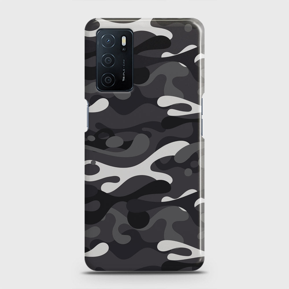 Oppo A16 Cover - Camo Series - White & Grey Design - Matte Finish - Snap On Hard Case with LifeTime Colors Guarantee