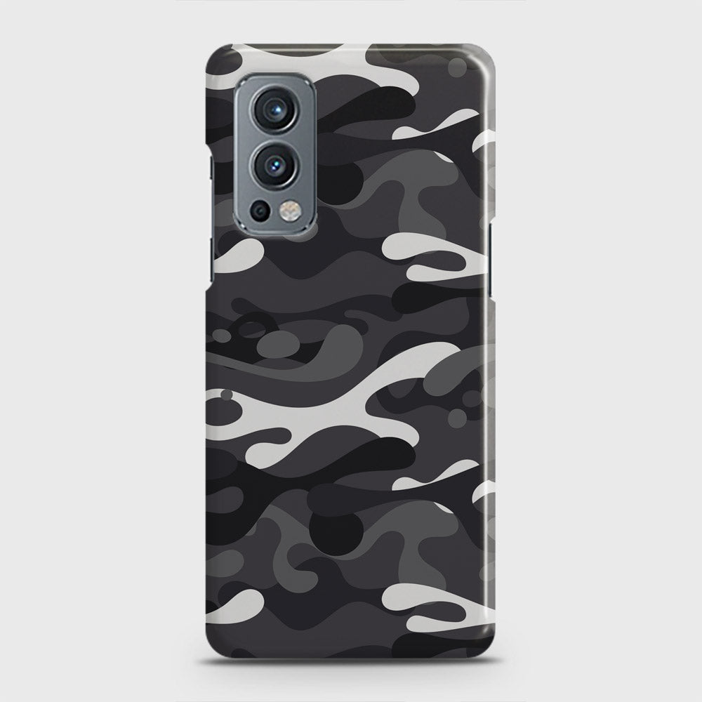 OnePlus Nord 2 Cover - Camo Series - White & Grey Design - Matte Finish - Snap On Hard Case with LifeTime Colors Guarantee