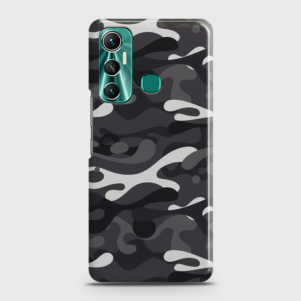 Infinix Hot 11 Cover - Camo Series - White & Grey Design - Matte Finish - Snap On Hard Case with LifeTime Colors Guarantee