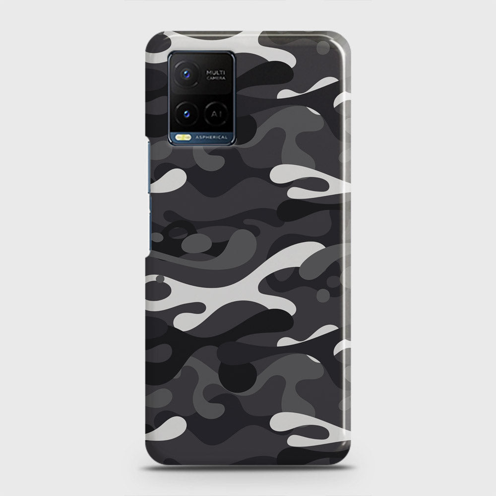 Vivo Y21 Cover - Camo Series - White & Grey Design - Matte Finish - Snap On Hard Case with LifeTime Colors Guarantee