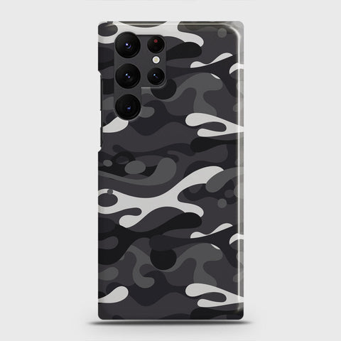 Samsung Galaxy S22 Ultra 5G Cover - Camo Series - White & Grey Design - Matte Finish - Snap On Hard Case with LifeTime Colors Guarantee