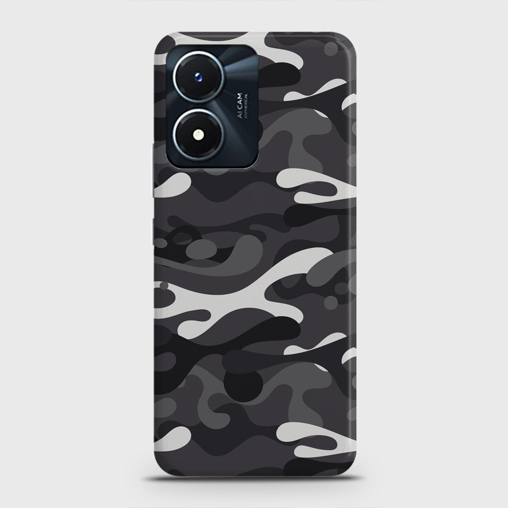 Vivo Y02s Cover - Camo Series - White & Grey Design - Matte Finish - Snap On Hard Case with LifeTime Colors Guarantee