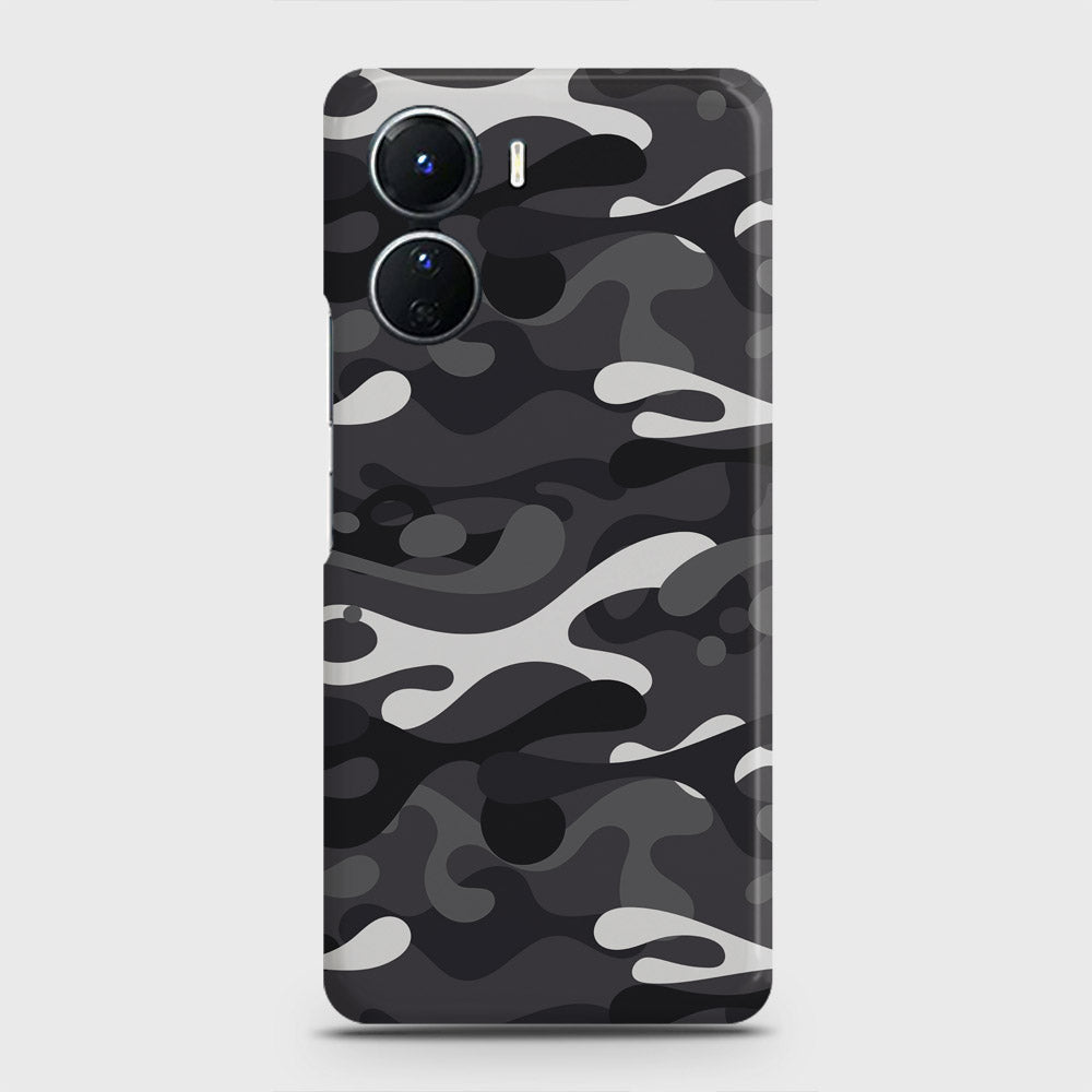 Vivo Y16 Cover - Camo Series - White & Grey Design - Matte Finish - Snap On Hard Case with LifeTime Colors Guarantee