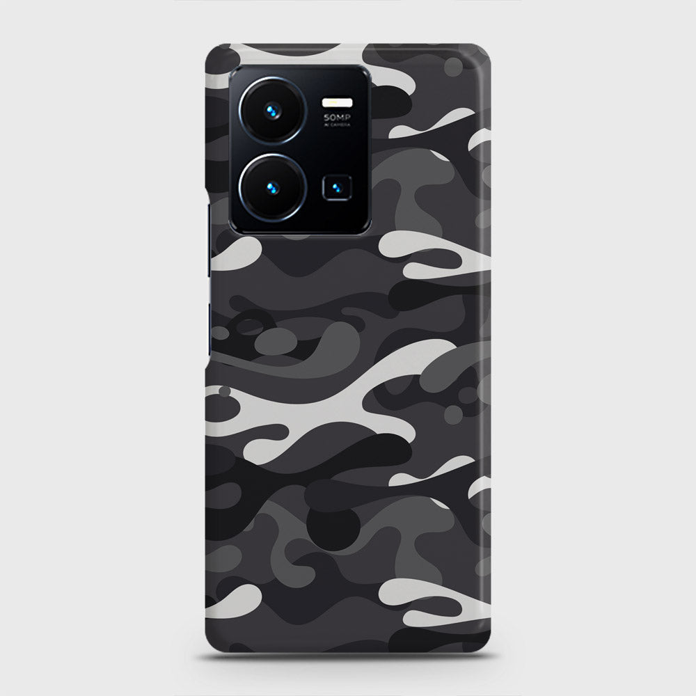 Vivo Y35 Cover - Camo Series - White & Grey Design - Matte Finish - Snap On Hard Case with LifeTime Colors Guarantee