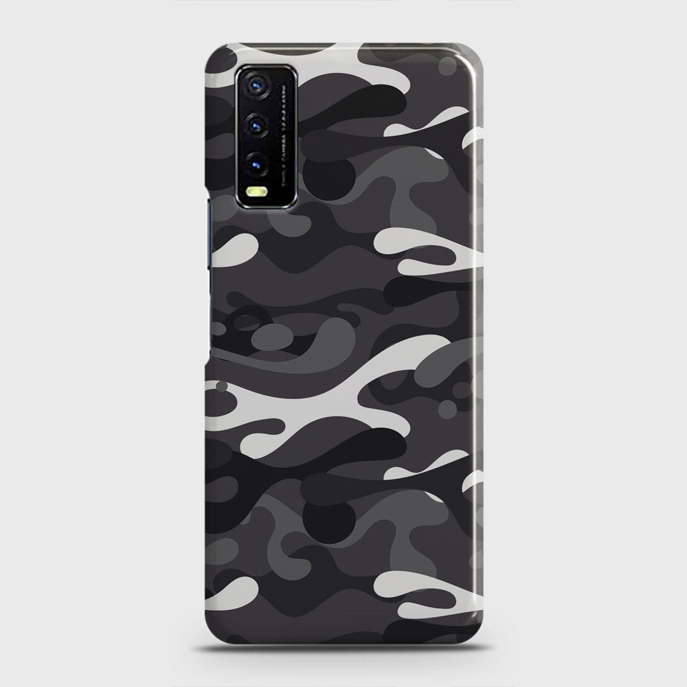 Vivo Y20T  Cover - Camo Series - White & Grey Design - Matte Finish - Snap On Hard Case with LifeTime Colors Guarantee