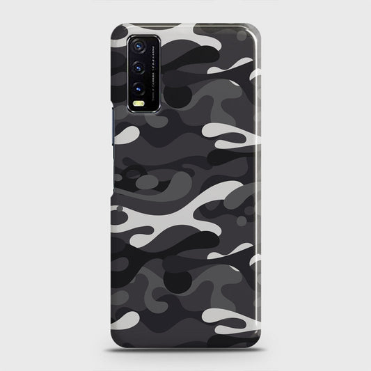 Vivo Y12s  Cover - Camo Series - White & Grey Design - Matte Finish - Snap On Hard Case with LifeTime Colors Guarantee