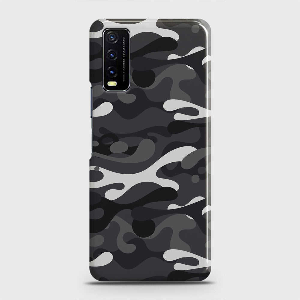 Vivo Y11s  Cover - Camo Series - White & Grey Design - Matte Finish - Snap On Hard Case with LifeTime Colors Guarantee
