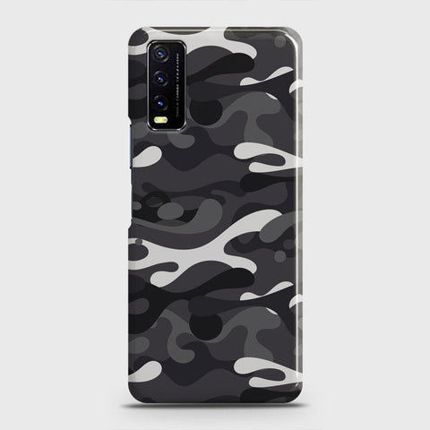 Vivo Y20s  Cover - Camo Series - White & Grey Design - Matte Finish - Snap On Hard Case with LifeTime Colors Guarantee