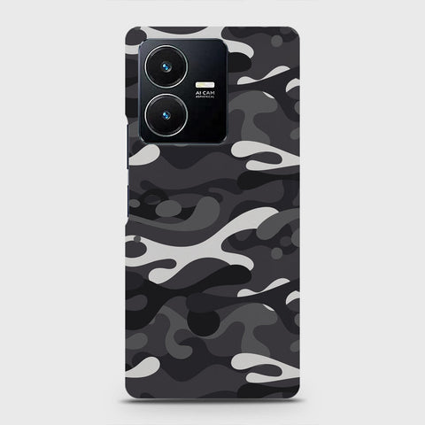 Vivo Y22 Cover - Camo Series - White & Grey Design - Matte Finish - Snap On Hard Case with LifeTime Colors Guarantee