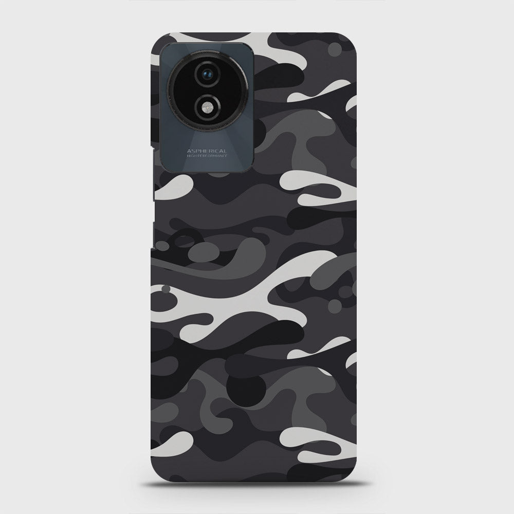 Vivo Y02 Cover - Camo Series - White & Grey Design - Matte Finish - Snap On Hard Case with LifeTime Colors Guarantee