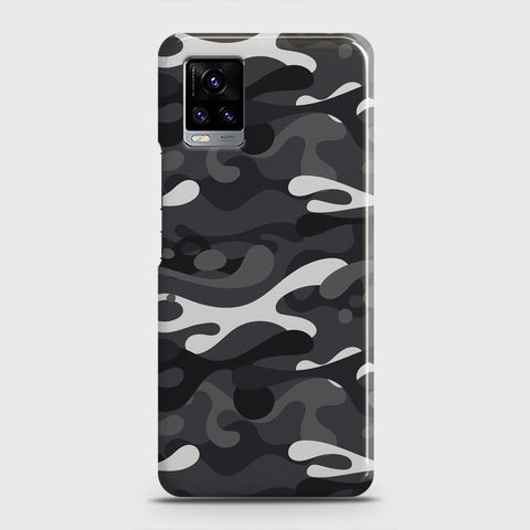 Vivo V20  Cover - Camo Series - White & Grey Design - Matte Finish - Snap On Hard Case with LifeTime Colors Guarantee