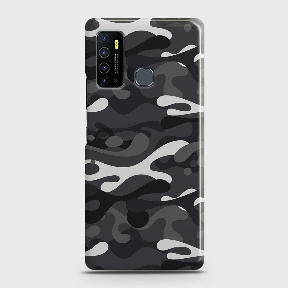 Infinix Hot 9 Pro Cover - Camo Series - White & Grey Design - Matte Finish - Snap On Hard Case with LifeTime Colors Guarantee