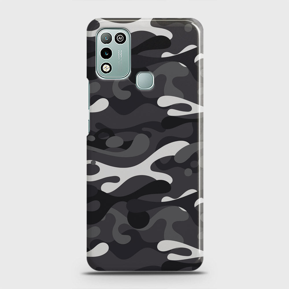 Infinix Hot 10 Play Cover - Camo Series - White & Grey Design - Matte Finish - Snap On Hard Case with LifeTime Colors Guarantee