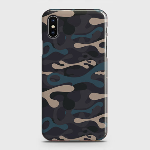 iPhone XS Cover - Camo Series - Blue & Grey Design - Matte Finish - Snap On Hard Case with LifeTime Colors Guarantee