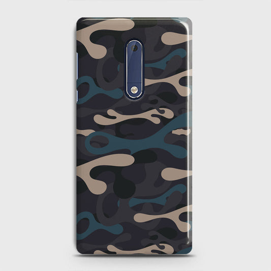Nokia 5 Cover - Camo Series - Blue & Grey Design - Matte Finish - Snap On Hard Case with LifeTime Colors Guarantee