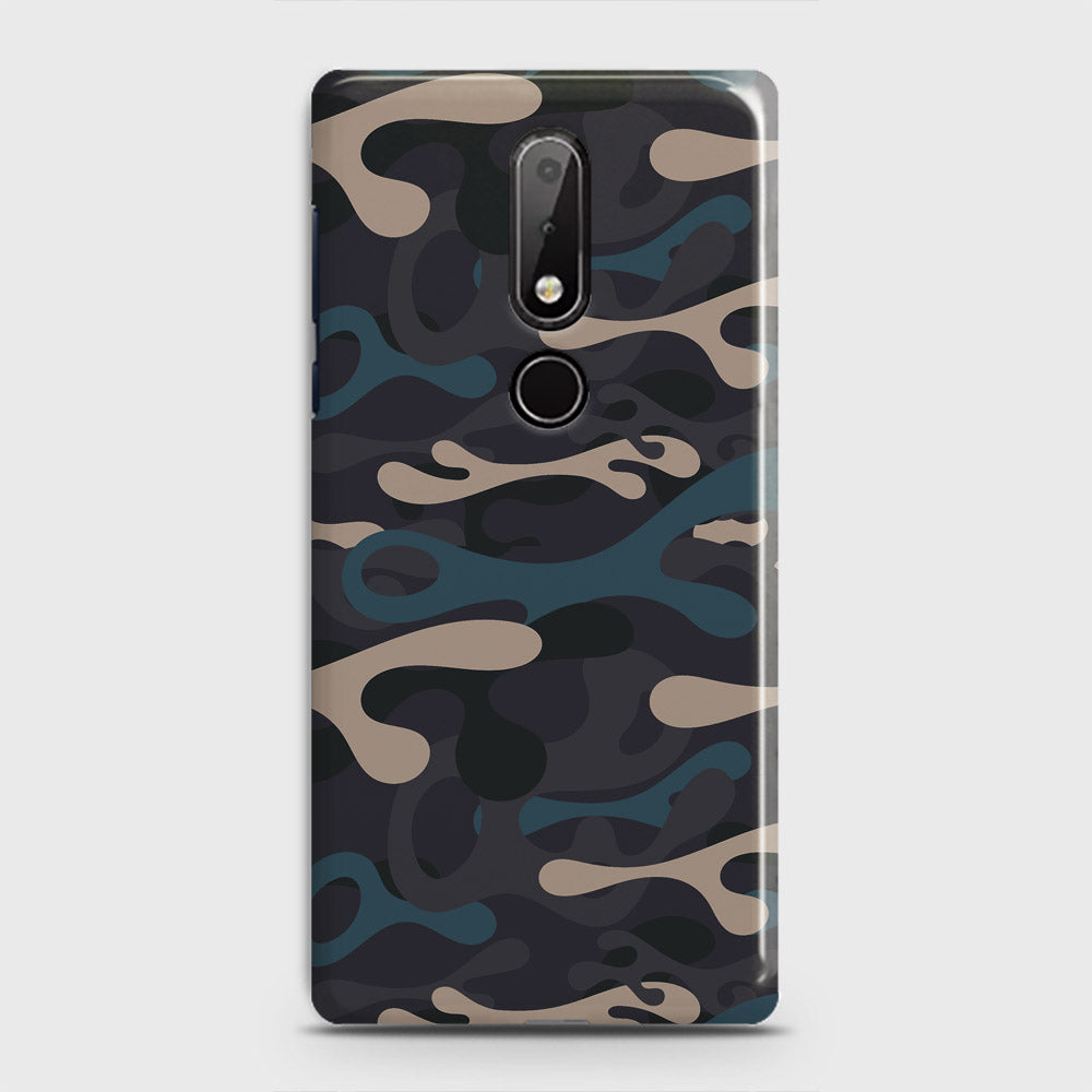 Nokia 6.1 Plus Cover - Camo Series - Blue & Grey Design - Matte Finish - Snap On Hard Case with LifeTime Colors Guarantee