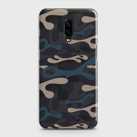 OnePlus 6T  Cover - Camo Series - Blue & Grey Design - Matte Finish - Snap On Hard Case with LifeTime Colors Guarantee