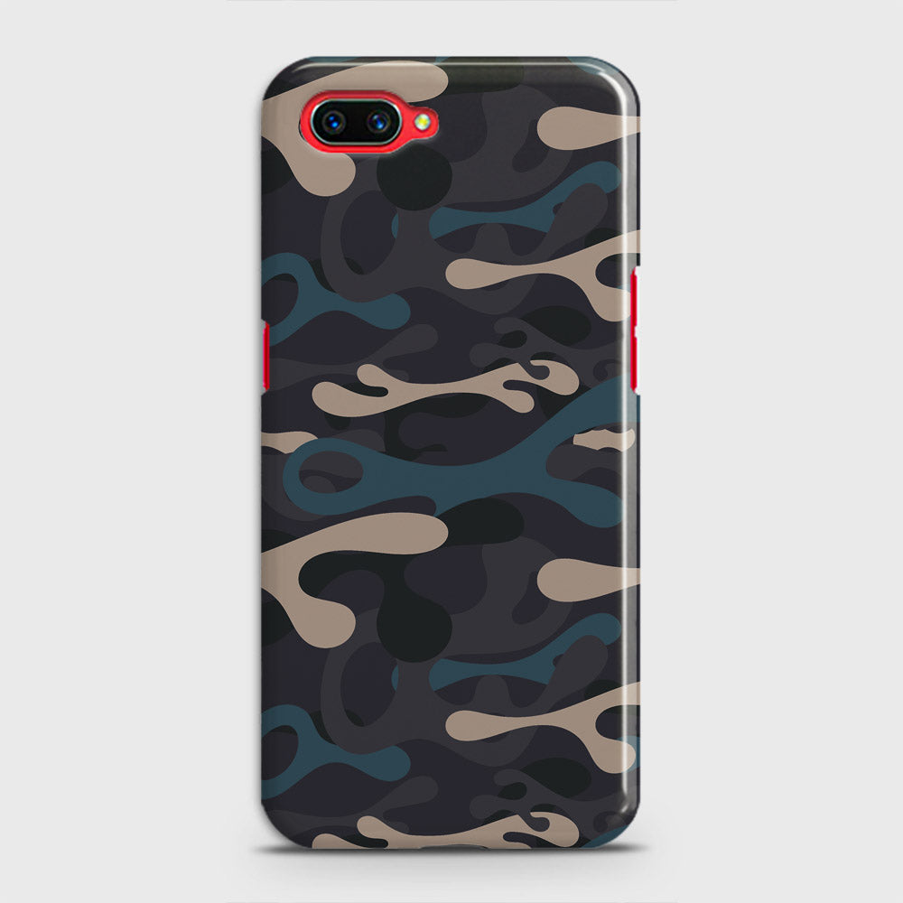 Oppo A3S Cover - Camo Series - Blue & Grey Design - Matte Finish - Snap On Hard Case with LifeTime Colors Guarantee