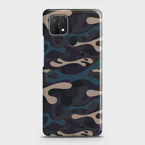 Oppo A15 Cover - Camo Series - Blue & Grey Design - Matte Finish - Snap On Hard Case with LifeTime Colors Guarantee