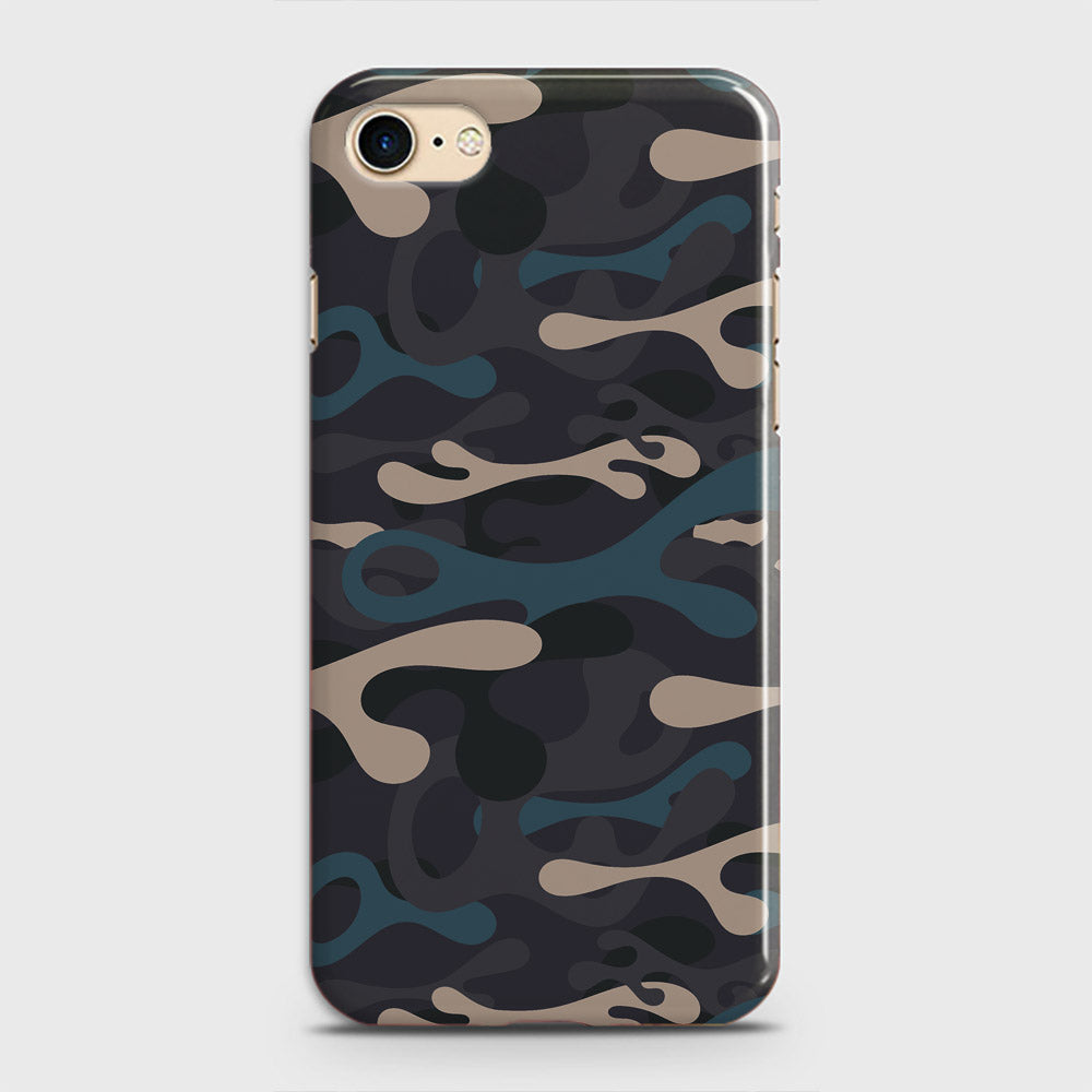 iPhone 7 Cover - Camo Series - Blue & Grey Design - Matte Finish - Snap On Hard Case with LifeTime Colors Guarantee