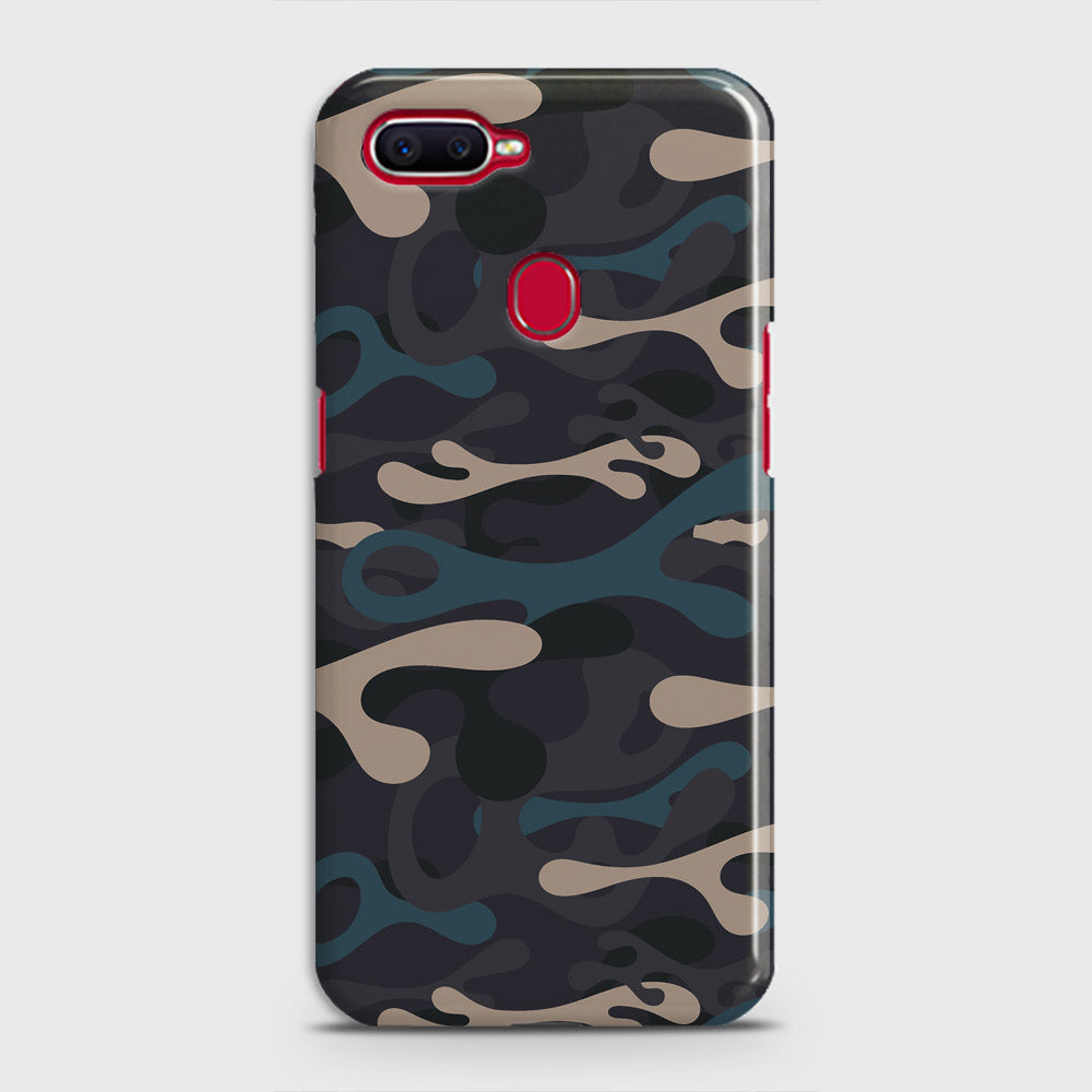 Oppo F9 Cover - Camo Series - Blue & Grey Design - Matte Finish - Snap On Hard Case with LifeTime Colors Guarantee