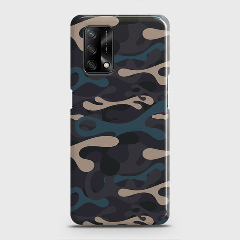 Oppo F19 Cover - Camo Series - Blue & Grey Design - Matte Finish - Snap On Hard Case with LifeTime Colors Guarantee